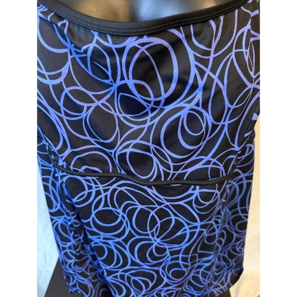 Black Purple Womens Plus Size Flattering Long Length Swimdress Swimsuit 24W 3X - Picture 2 of 3